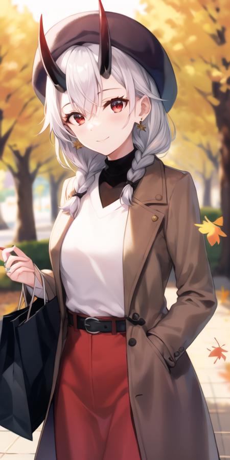 11184-3884834451-tomoe gozen (fate), 1girl, autumn leaves, bag, belt, blush, breasts, casual, contemporary, earrings, hair between eyes, hair ove.png